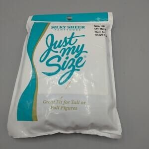 Just My Size Pantyhose 3X Off Black Silky Sheer Toe Light Control